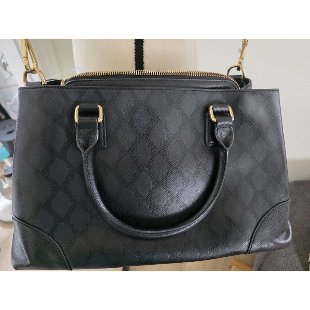 BRANDNEW Vera Bradley Emma Satchel LEATHER Purse IkatDiamonds Black MSRP$228NWOT